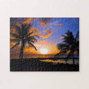 Sonnenuntergangpalmen Puzzle