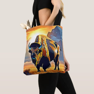 Sonnenuntergangs-Berg-Bison-Kunstdesign