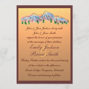 Sonnenuntergangs-Berg-Design-Herbst-Hochzeitseinla Einladung
