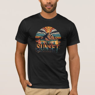 Sonnenuntergangs-Berg-Natur-T-Shirt-Design T-Shirt