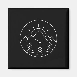 Sonnenuntergangs-Berg-Natur-Wandern-Camping-Drauße Magnet