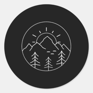 Sonnenuntergangs-Berg-Natur-Wandern-Camping-Drauße Runder Aufkleber