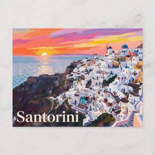 Sonnenuntergangs Blick Santorini Kykladen Griechen Postkarte