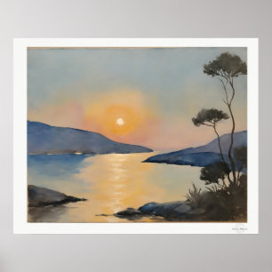 Sonnenuntergangs-Bucht-Landschaftsposter Poster