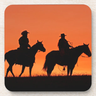 Sonnenuntergangs-Cowboy-Fahrt-Design Untersetzer