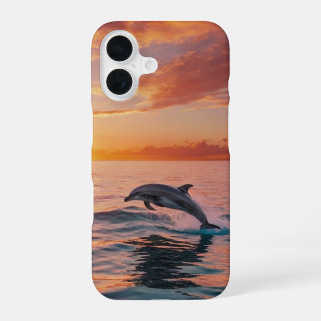 Sonnenuntergangs-Delfine iPhone 16 Hülle (Rückseite)