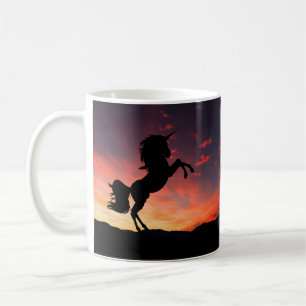 Sonnenuntergangs-Einhorn-Doppelsilhouette Kaffeetasse