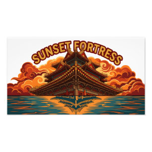 Sonnenuntergangs-Festung Holzschiff Epische Fotove Fotodruck