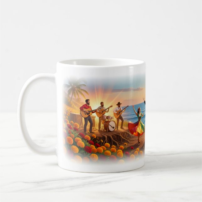 Sonnenuntergangs-Fiesta am Meer Feier-Mug Kaffeetasse (Links)