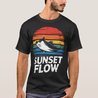 Sonnenuntergangs-Flow Stingray Retro-Streifen Küst T-Shirt