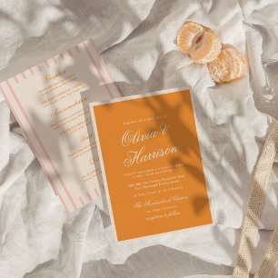 Sonnenuntergangs-Glanz Orange Rosa Streifen All-in Einladung