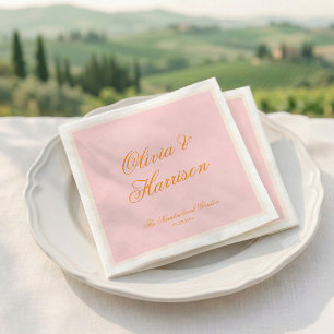 Sonnenuntergangs-Glanz Rosa Elegante Schrift Hochz Serviette