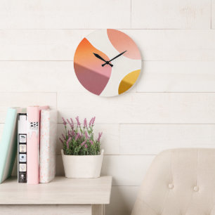 Sonnenuntergangs-Gradient-Geometrische Abstraktion Große Wanduhr