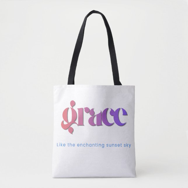 Sonnenuntergangs-Gradient-Typografie-Tragetasche (Vorderseite)