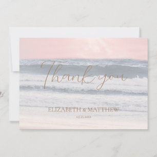 Sonnenuntergangs-Hochzeit Hochzeit am Meer Dankeskarte