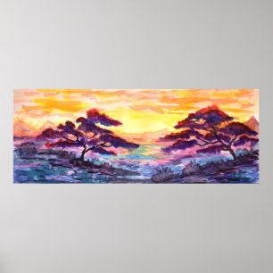 Sonnenuntergangs-Hügel Poster