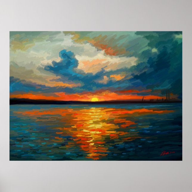 Sonnenuntergangs-Impression Poster (Vorne)