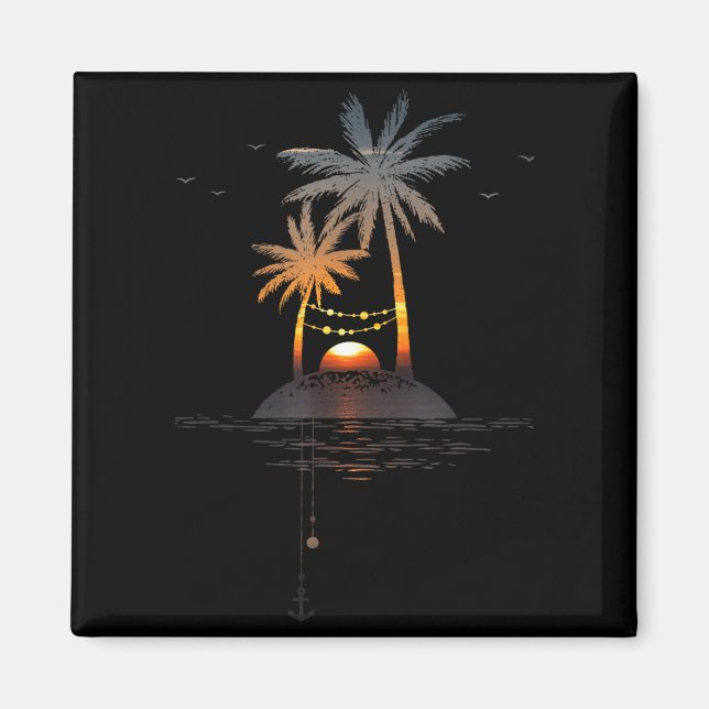 Sonnenuntergangs-Insel-Glow-Urlaubsstimmung Magnet (Vorne)