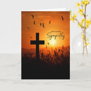Sonnenuntergangs-Kreuz und Silhouette Christliche Karte