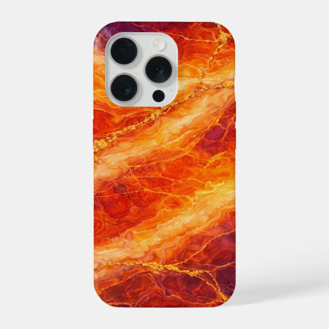 Sonnenuntergangs-Marmor mit goldener Aderung iPhone Hülle (Rückseite)