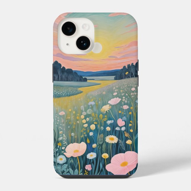Sonnenuntergangs-Mohnblumen iPhone Hülle (Rückseite)