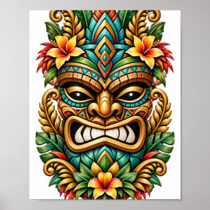 Sonnenuntergangs-Palm-Tiki-Plakat Poster