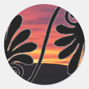 Sonnenuntergangs-Randaufkleber Runder Aufkleber