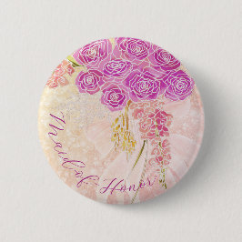 Sonnenuntergangs-Rosa-Bogen-Helle-Rose-Bouquet-Mai Button