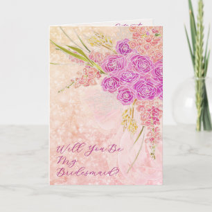 Sonnenuntergangs-Röte-Bogen Helle Rosenbouquet-Kar Karte