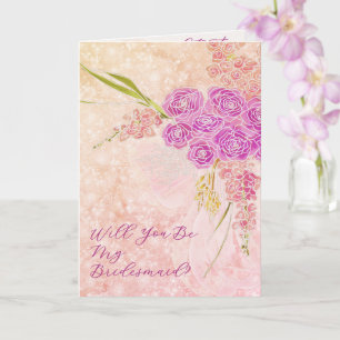 Sonnenuntergangs-Röte-Schleife Helles Rosenbouquet Karte
