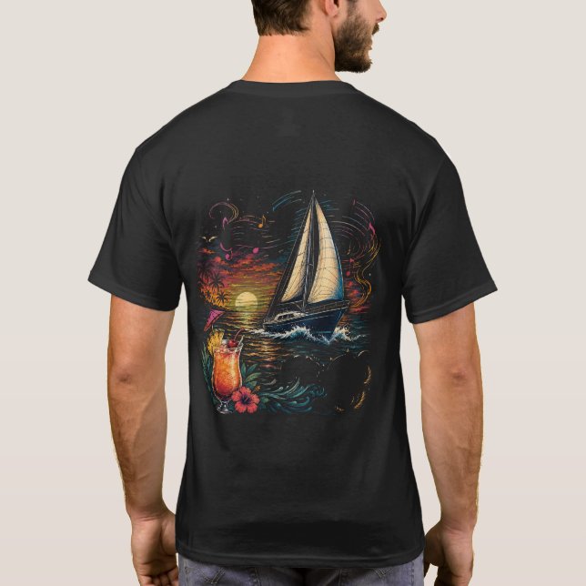 Sonnenuntergangs-Segel T-Shirt (Rückseite)
