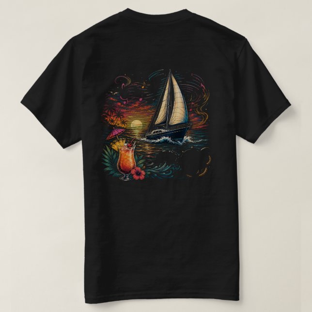 Sonnenuntergangs-Segel T-Shirt (Design Rückseite)