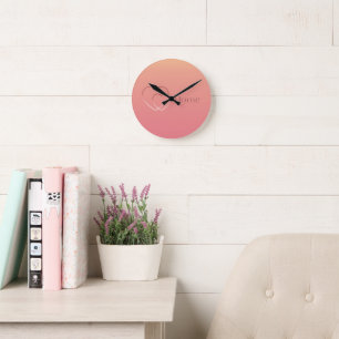 Sonnenuntergangs-Serenität: Minimalistischer Herzv Runde Wanduhr