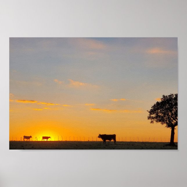 Sonnenuntergangs-Silhouette Poster (Vorne)