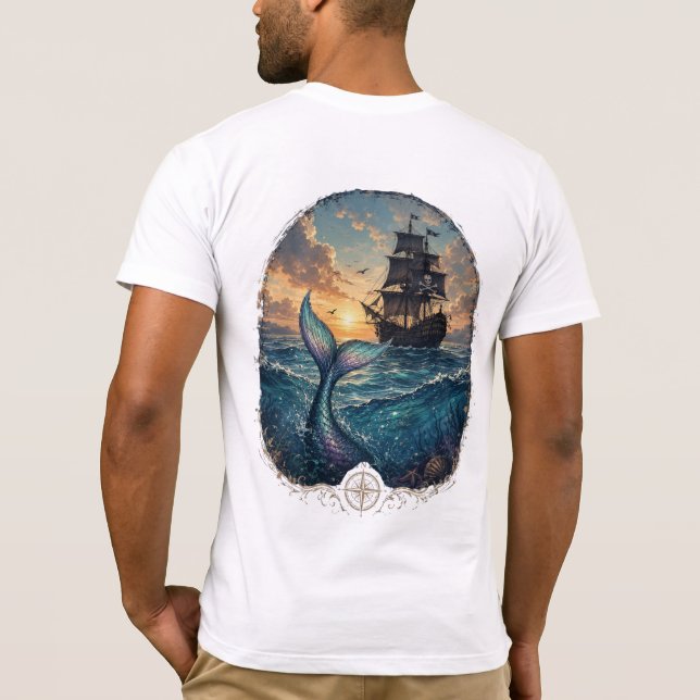 Sonnenuntergangs-Sirene & Schatten T-Shirt (Rückseite)