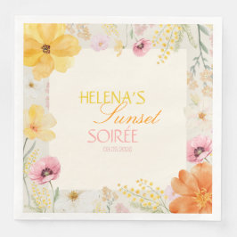 Sonnenuntergangs-Soirée Pastell-Blumen Pink, Orang Serviette
