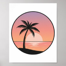 Sonnenuntergangs-Strand-Abzeichen – Minimalistisch Poster
