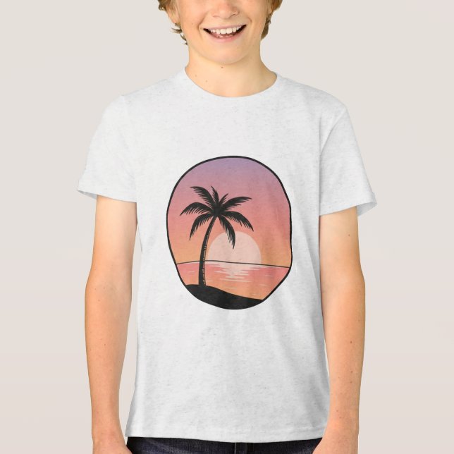 Sonnenuntergangs-Strand-Abzeichen  Tri-Blend Shirt (Vorderseite)