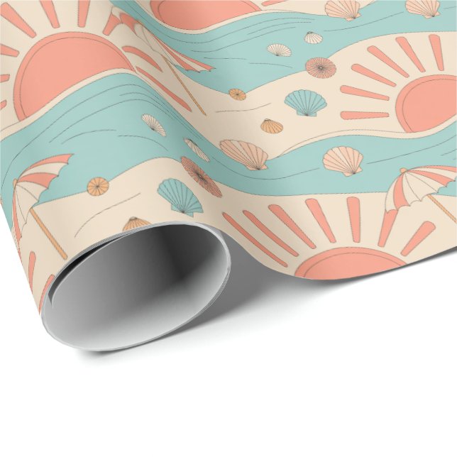 Sonnenuntergangs-Strand-Geschenkpapier Geschenkpapier (Rolleneckpunkt)