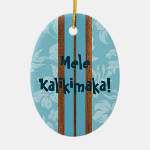 Sonnenuntergangs-Strand Vintage-Surfboard-Ornament Keramik Ornament