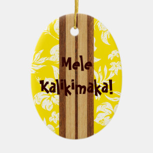 Sonnenuntergangs-Strand Vintage-Surfboard-Ornament Keramikornament