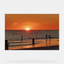 Sonnenuntergangs-Strand-Wandkunst Küsten-Ozean-Dek Acrylschild