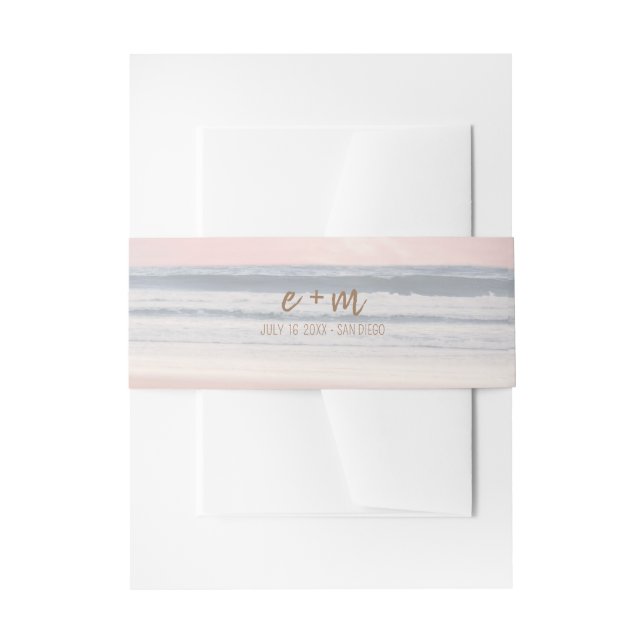Sonnenuntergangs-Strandhochzeit | Hochzeit am Meer Einladungsbanderole (Vorderseite Beispiel)