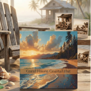 Sonnenuntergangs-Strandhütte-Wellen-Ästhetik-Gäste Gästebuch