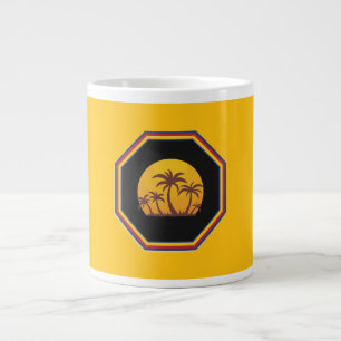 Sonnenuntergangs-Szene mit Palmen in einem 7-eckig Jumbo-Tasse