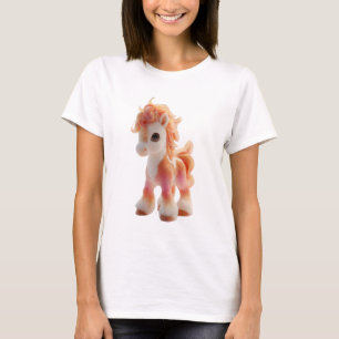 Sonnenuntergangs-Traum Flauschiges Pony Illustrati T-Shirt