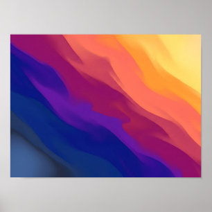 Sonnenuntergangs-Verlaufs-Schichtwellen-Abstrakt-P Poster