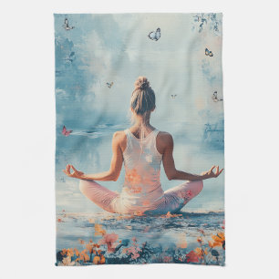 Sonnenuntergangs-Wiesen-Meditation mit Schmetterli Geschirrtuch