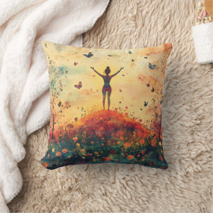 Sonnenuntergangs-Wiesen-Meditation mit Schmetterli Kissen