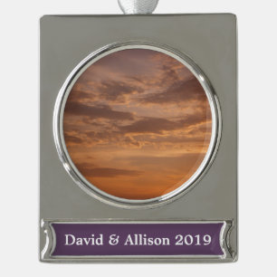 Sonnenuntergangs-Wolken II Pastell Abstrakt Natur Banner-Ornament Silber